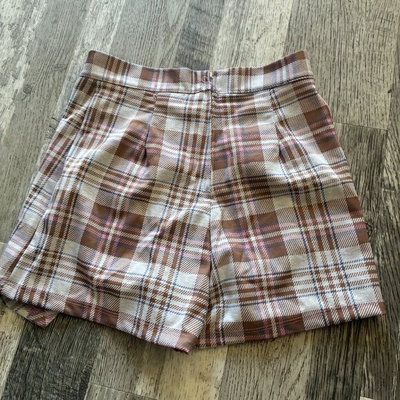 Originality Pink & Brown Plaid A-Line Mini Skirt/Skort (S) - Picture 3 of 3